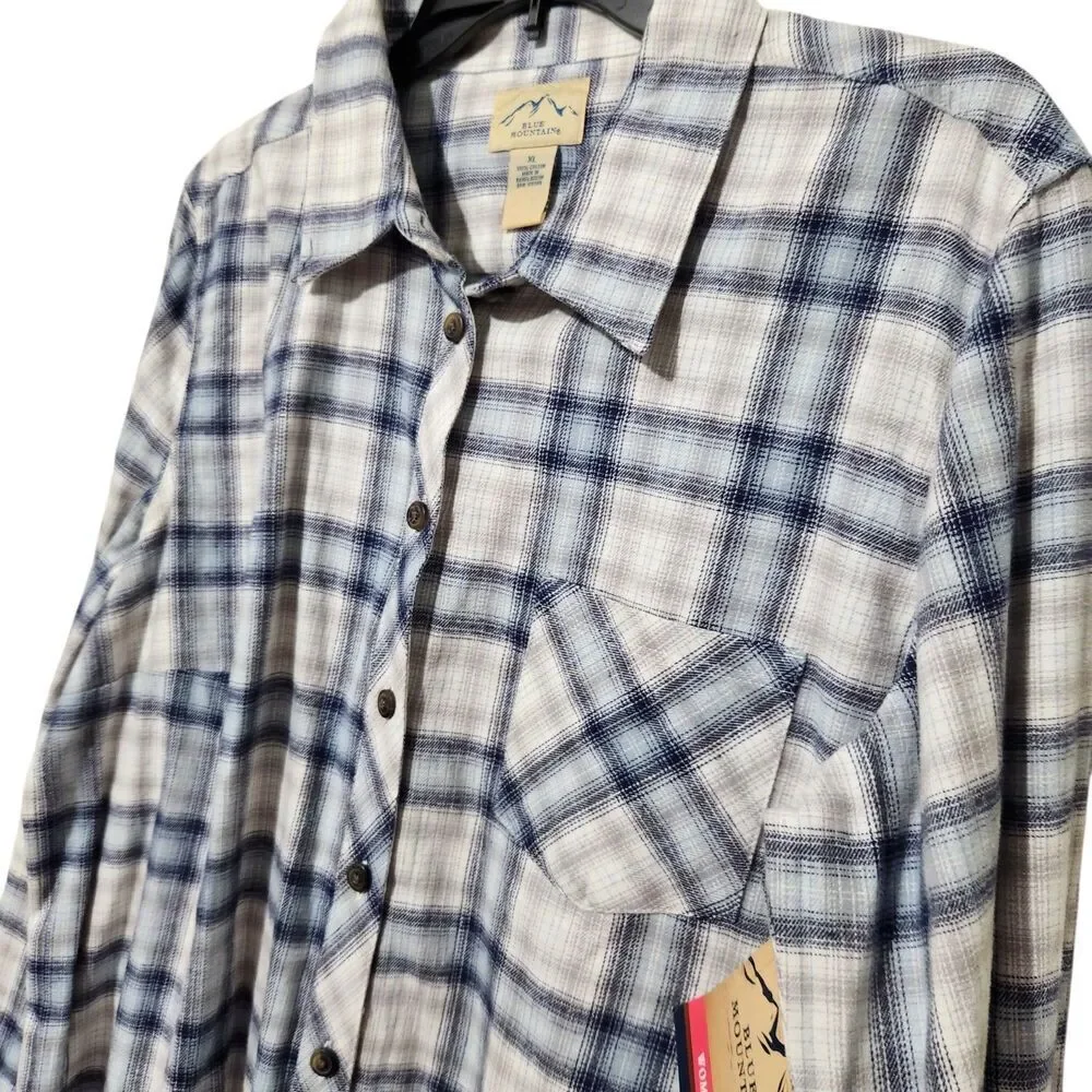 Blue Mountain womens Shirt Size XL Plaid Long Sleeve